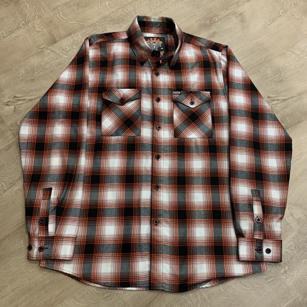 Dixxon Flannel Co. The Shovel Plaid Long Sleeve Orange/Black Shirt Men’s Large L